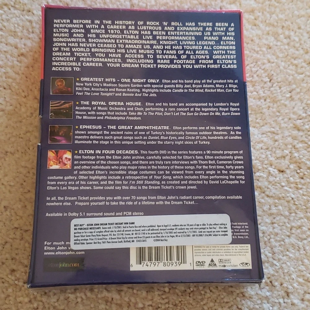Elton John Dream Ticket 4 Destinations 4 DVDs New
